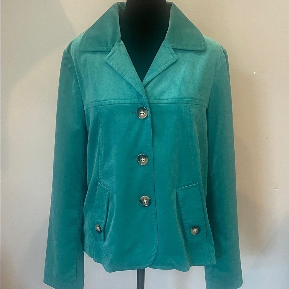 Teal Women's Jacket velvet looks size small